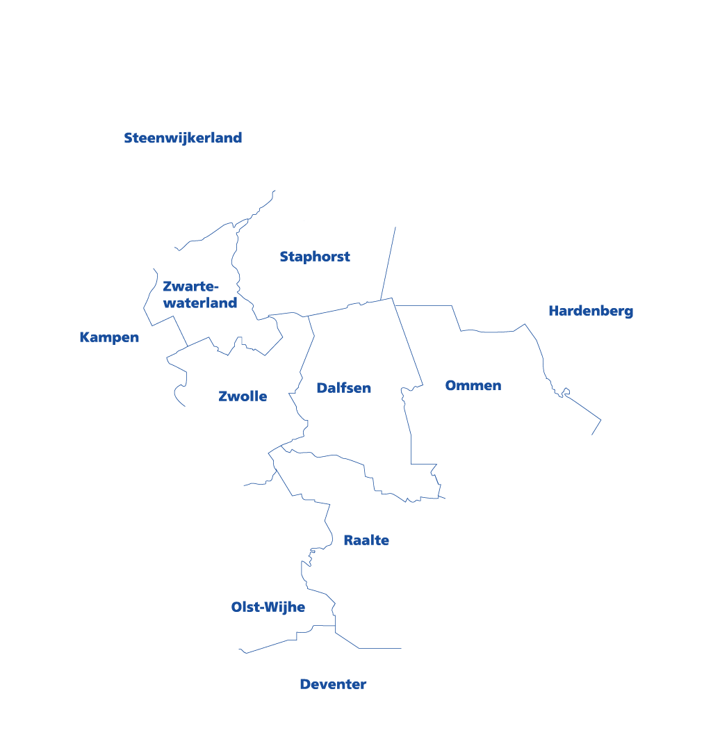 elf gemeenten veiligheidsregio IJsselland ingetekend op kaart