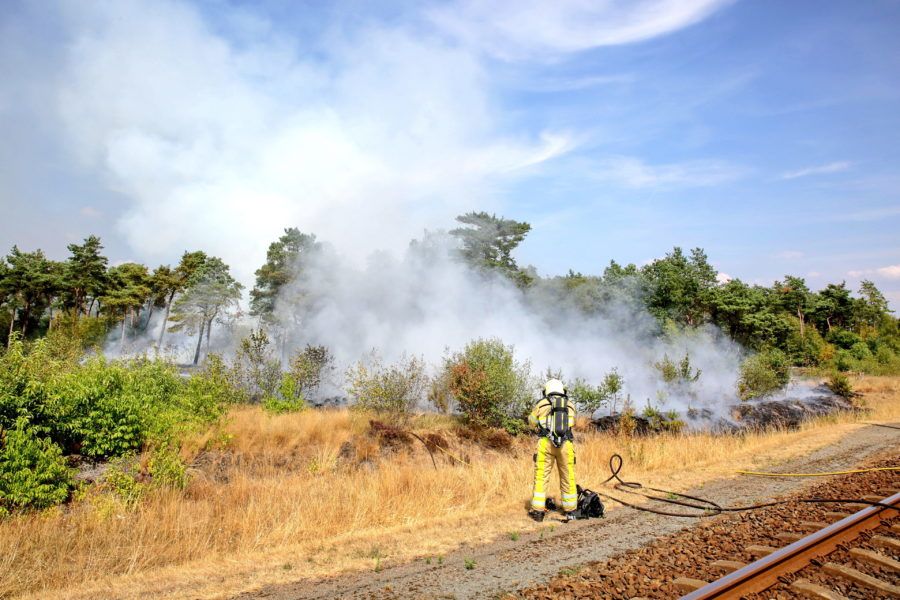 brandweer bij natuurbrand