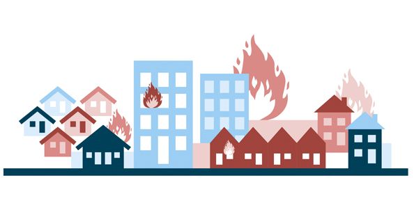 icoon brandende huisjes