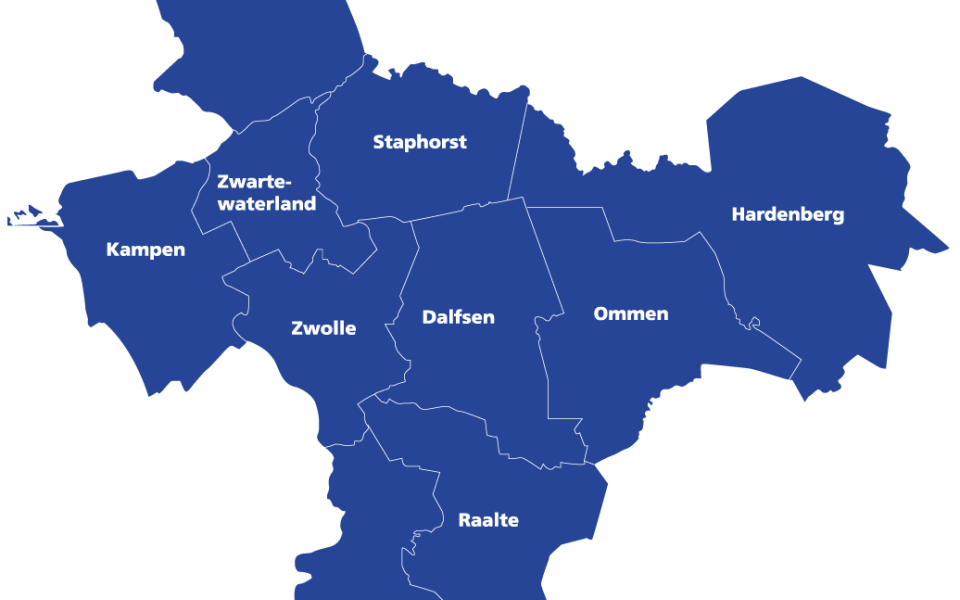 elf gemeenten veiligheidsregio IJsselland ingetekend op kaart