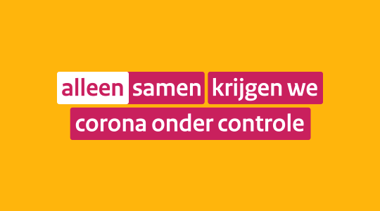 banner alleen samen krijgen we corona onder controle