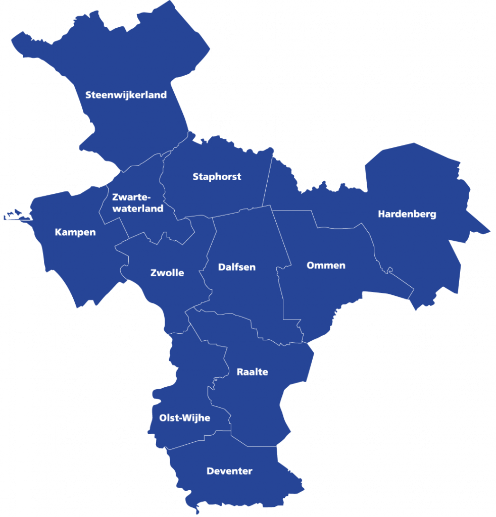 elf gemeenten veiligheidsregio IJsselland ingetekend op kaart